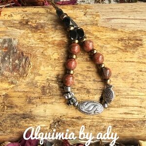 Alquimia Black hematite and Brown jasper Beaded Necklace